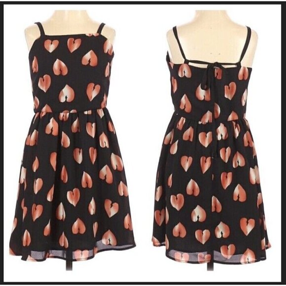 Penelope Tree by Miss Behave Casual Dress Girls Sz XL Laurie Heart Print Black - Picture 1 of 4